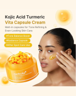 Medicube Kojic Acid Turmeric Vita Capsule Cream 50ml – Korean Brightening Moisturizer for Dark Spots, Uneven Tone & Radiant Skin - Image 2