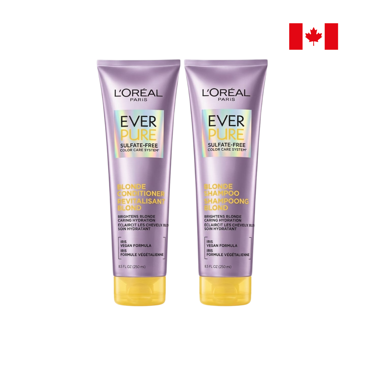 wesdrftyghujiko L'Oréal Paris EverPure Blonde Sulfate-Free Shampoo and Conditioner Kit – Purple Shampoo & Conditioner for Blonde & Color-Treated Hair - Image 1